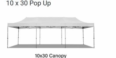10×30 pop up tent rental